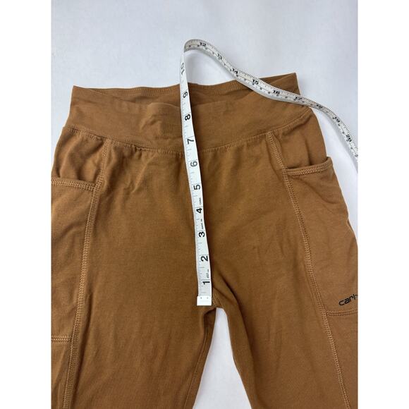 Carhartt Fitted Utility Leggings Brown Pockets Logo Boho Outdoor Girls Size 10 - Picture 4 of 8